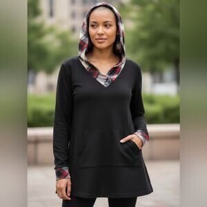 LongSleeve Shirt With Plaid Hoodie | XXL